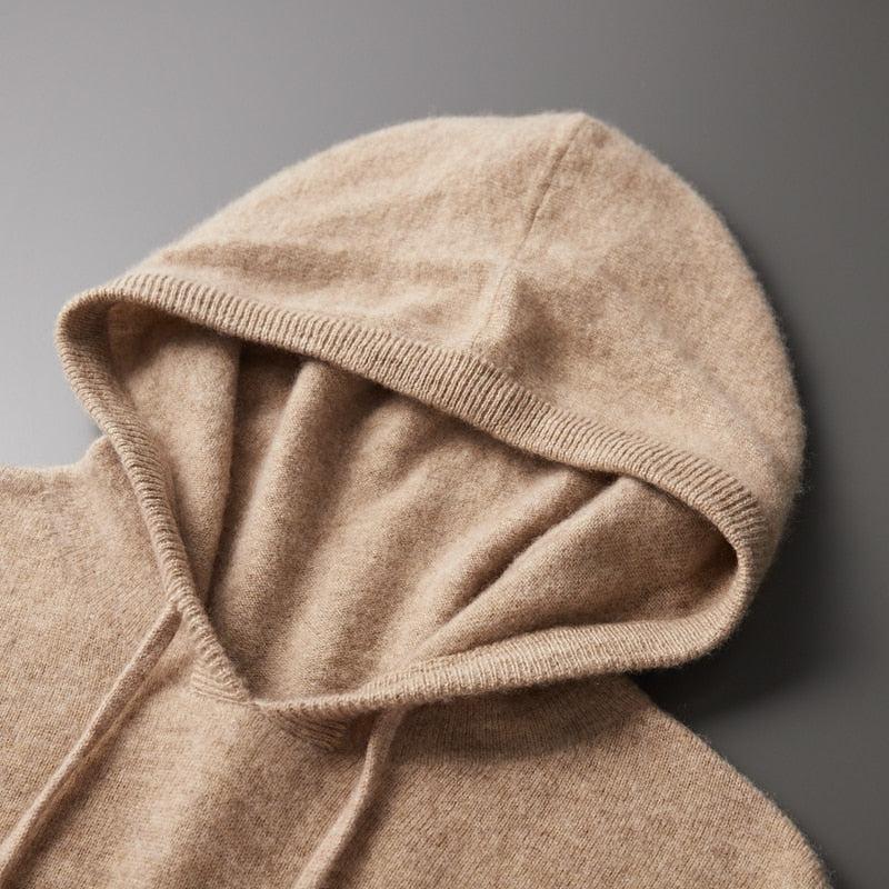 Leonardo - Herren Strick Hoodie mit Kordelzug und Rippbündchen
