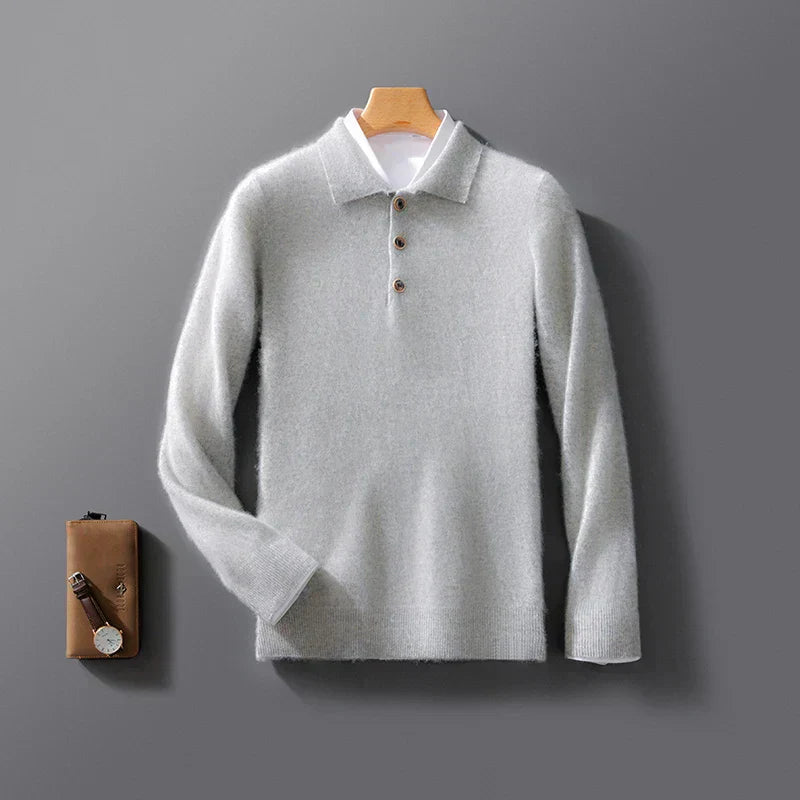 Lucas – Feinstrick Langarm-Polopullover Herren