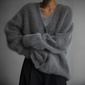 Mara - Damen Cashmere Strickcardigan aus Flauschgarn mit Knopfleiste Winter