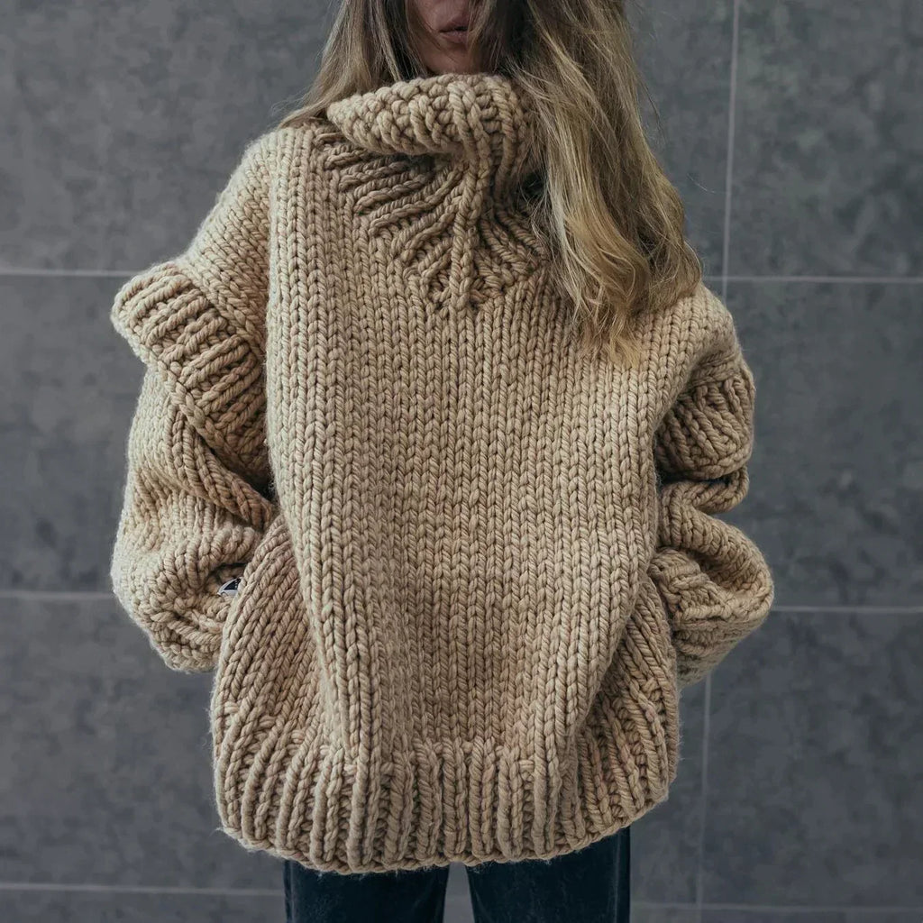 Amelia – Damen Grobstrickpullover Mit Rollkragen