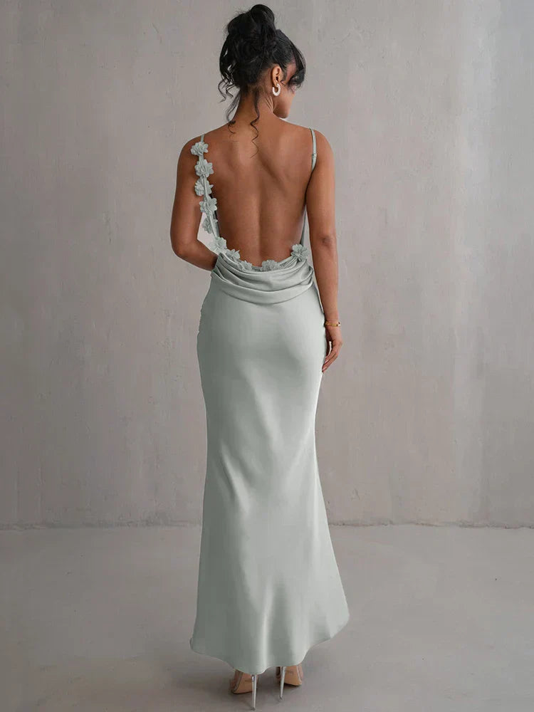 Valeria - Langes Damenkleid mit Rückenfrei-Design