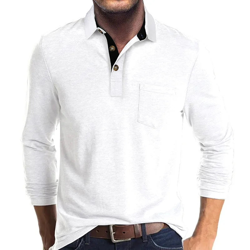 Kevin – Stylish Long Sleeve Polo Shirt - Image 12