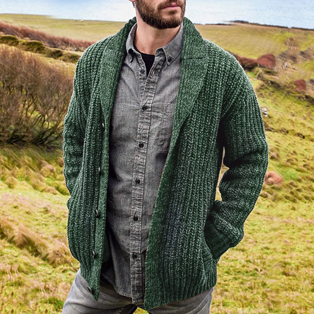 Ewan – Grobstrick-  Kaschmir Cardigan mit Knopfleiste Herren