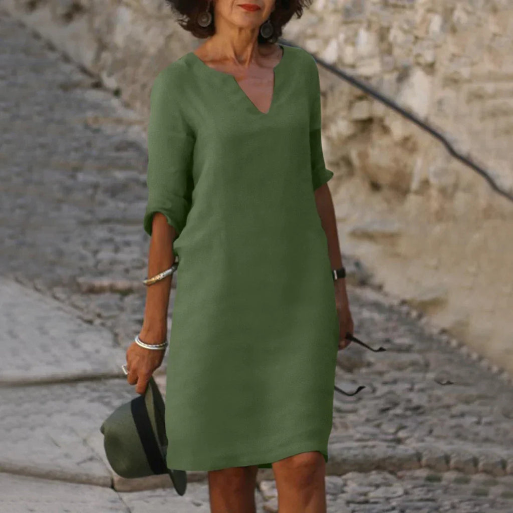 Clara – Damen Kleid mit V-Ausschnitt