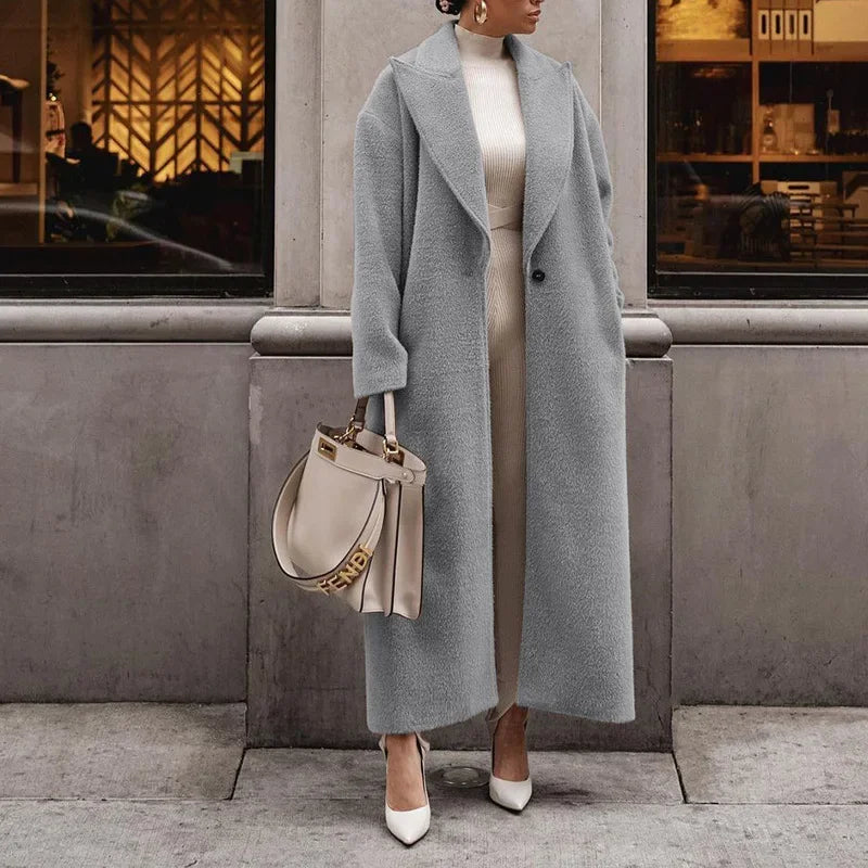 Elwira – Eleganter Maxi-Wollmantel mit weiter Silhouette für Damen