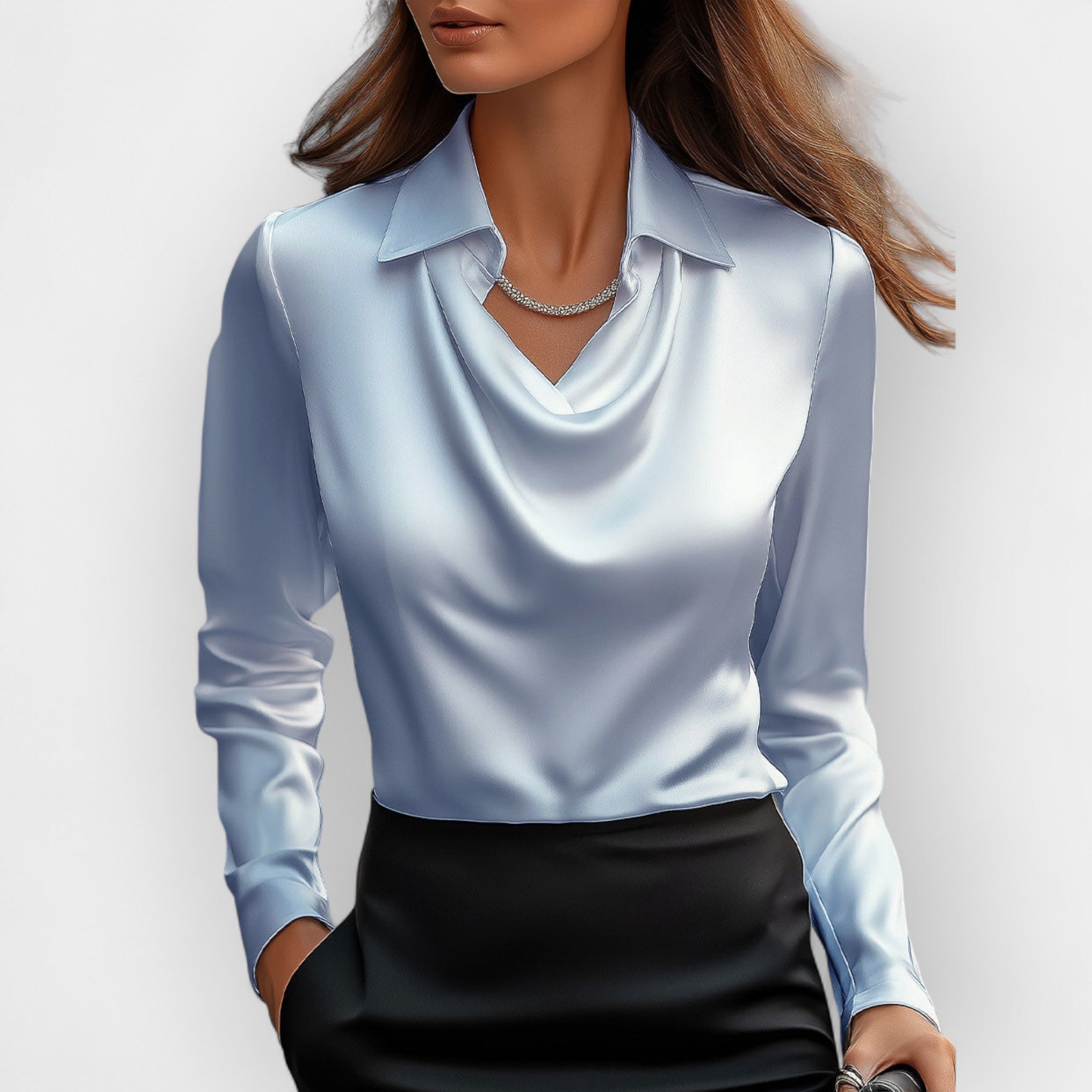 Sofia – bluse mit Wasserfallkragen Damen