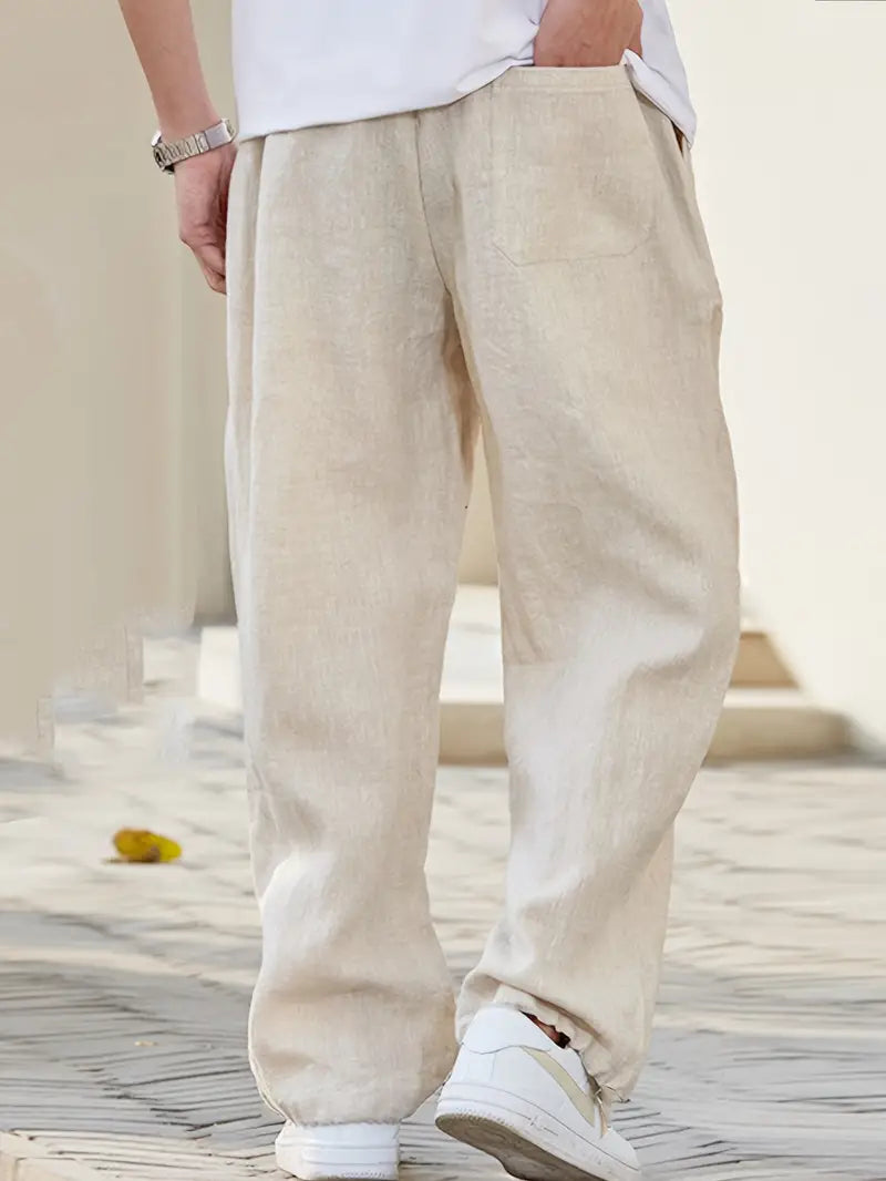 Felix – Locker geschnittene Leinenhose mit Kordelzug