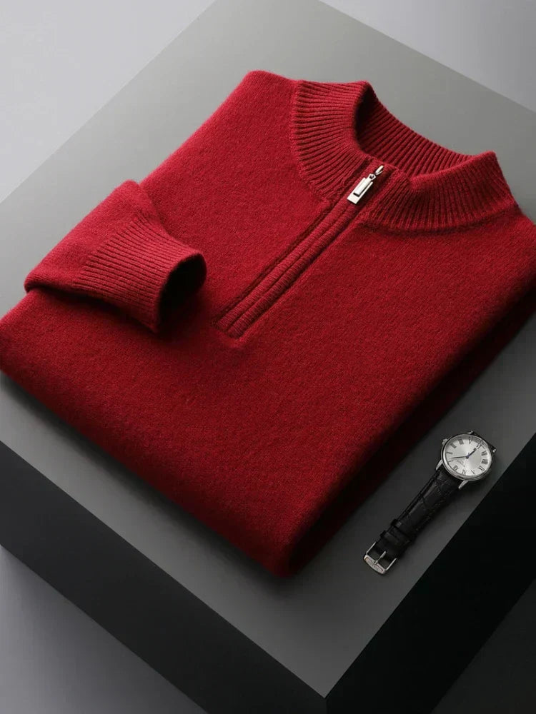 Mateo – Herren Feinstrickpullover Mit Reißverschlusskragen