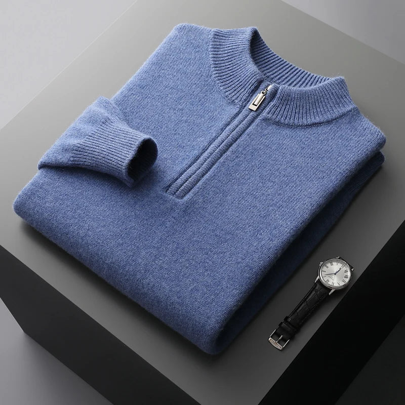 Mateo – Herren Feinstrickpullover Mit Reißverschlusskragen