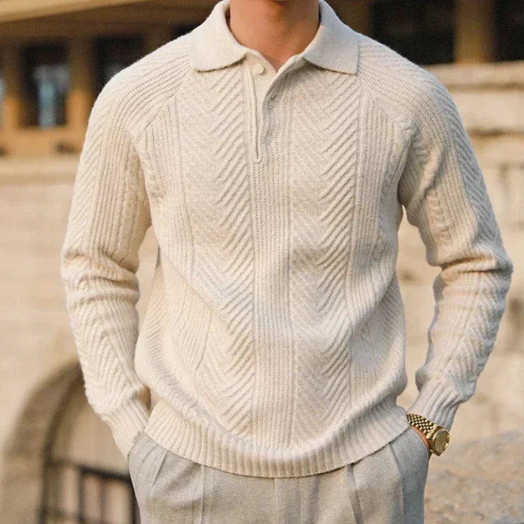 Javier – Eleganter Kaschmir Herren Strickpullover mit Polokragen