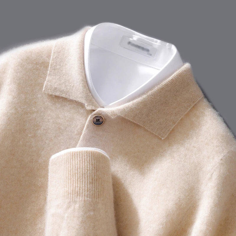 Lucas – Feinstrick Langarm-Polopullover Herren