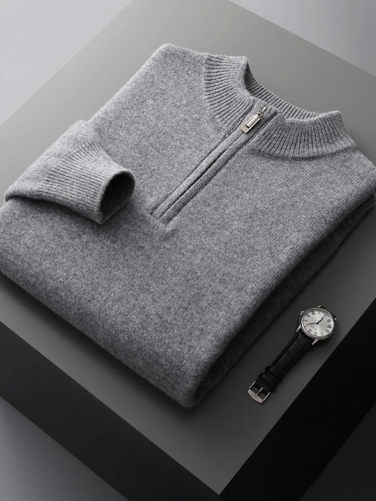 Mateo – Herren Feinstrickpullover Mit Reißverschlusskragen