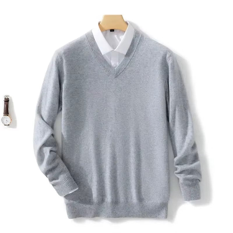 Hugo – Eleganter Herren Cashmere Pullover mit V-Ausschnitt