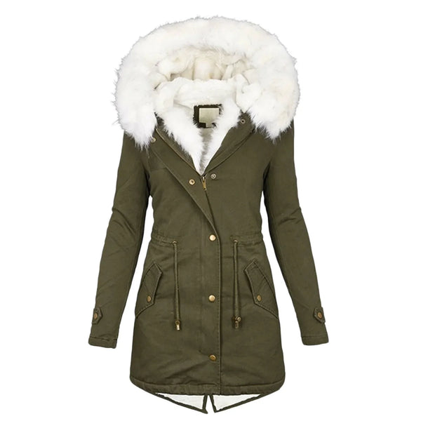 Parka Women's Longline Jacket with Faux Fur Hood - Image 8