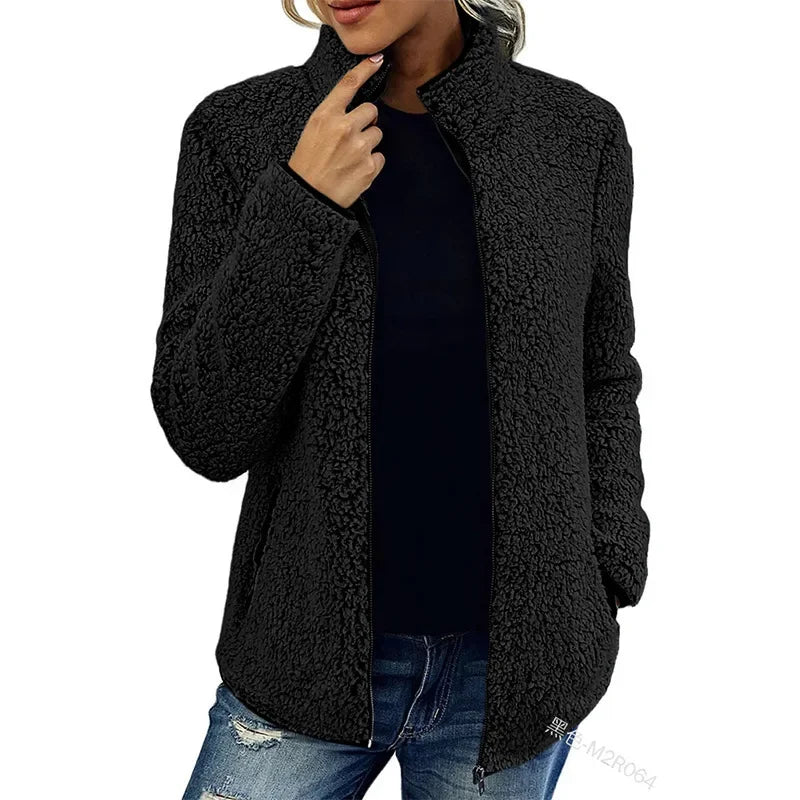 Sophie – Weiche Teddy Damen Übergangsjacke mit Reißverschluss