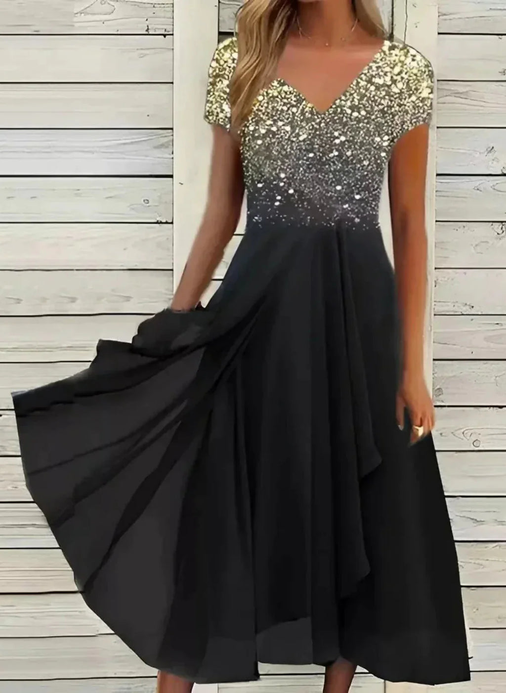 Noelle – Elegantes Sommer Abendkleid mit Glitzerdetail