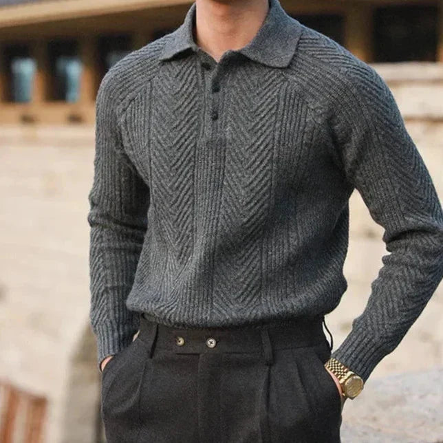 Javier – Eleganter Kaschmir Herren Strickpullover mit Polokragen