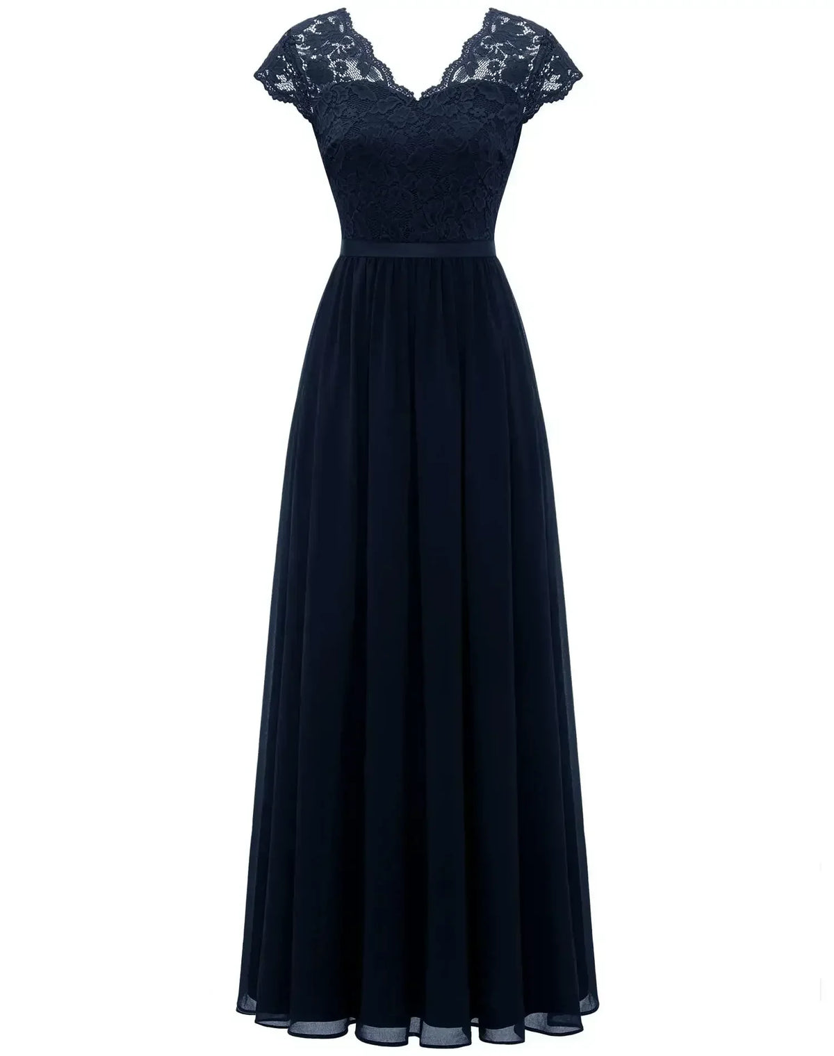 Abendkleid Damen mit V-Ausschnitt und Spitzenoberteil - 10 - Annoboutique