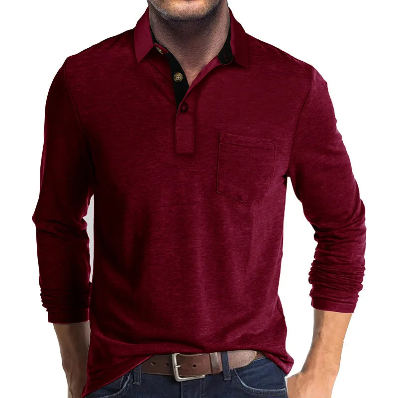 Kevin – Stylish Long Sleeve Polo Shirt - Image 9
