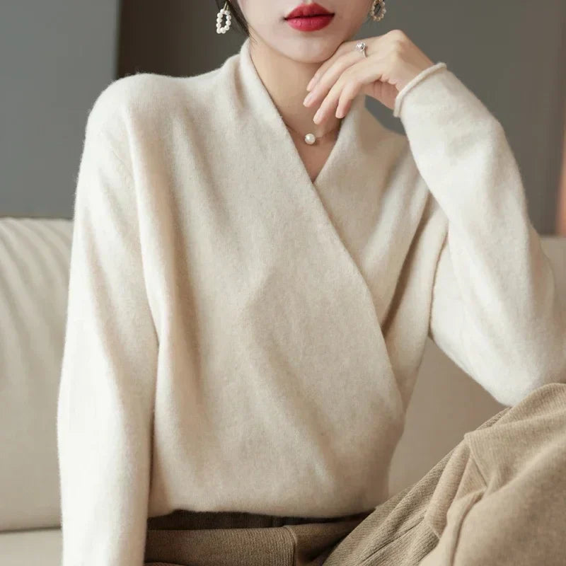 Valentina – Eleganter Kaschmir Damen Wickelpullover