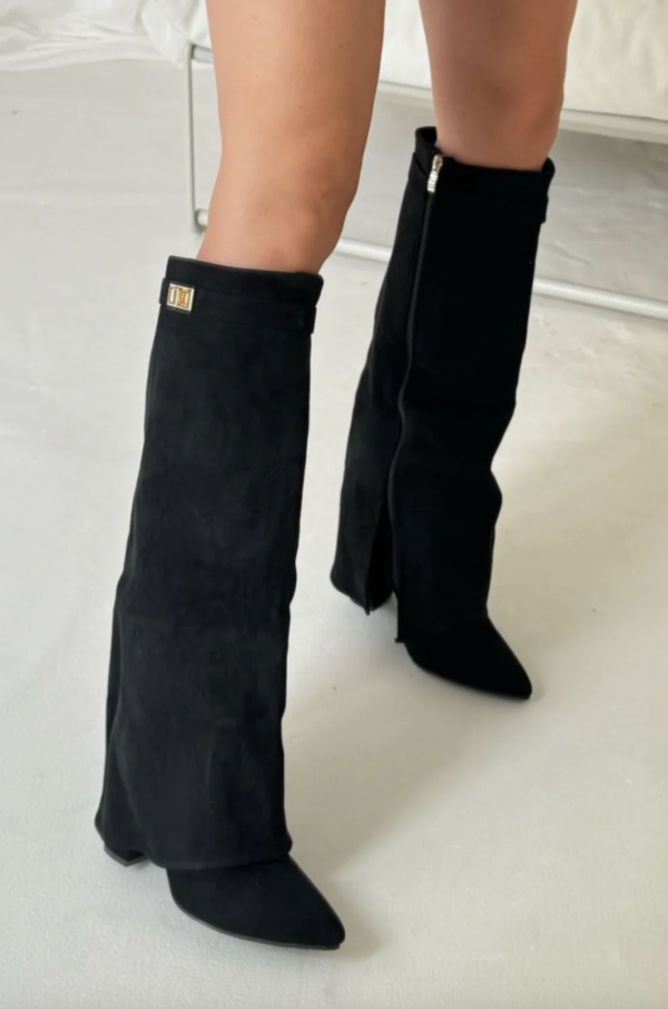 Damen Stiefel kniehoch mit geradem Schaft und spitzem Design - J&B - 7 - Annoboutique