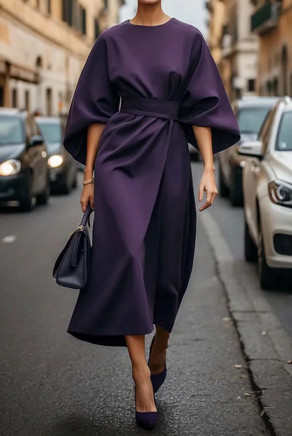 Clara – Elegantes Damen Midikleid mit Gürtel