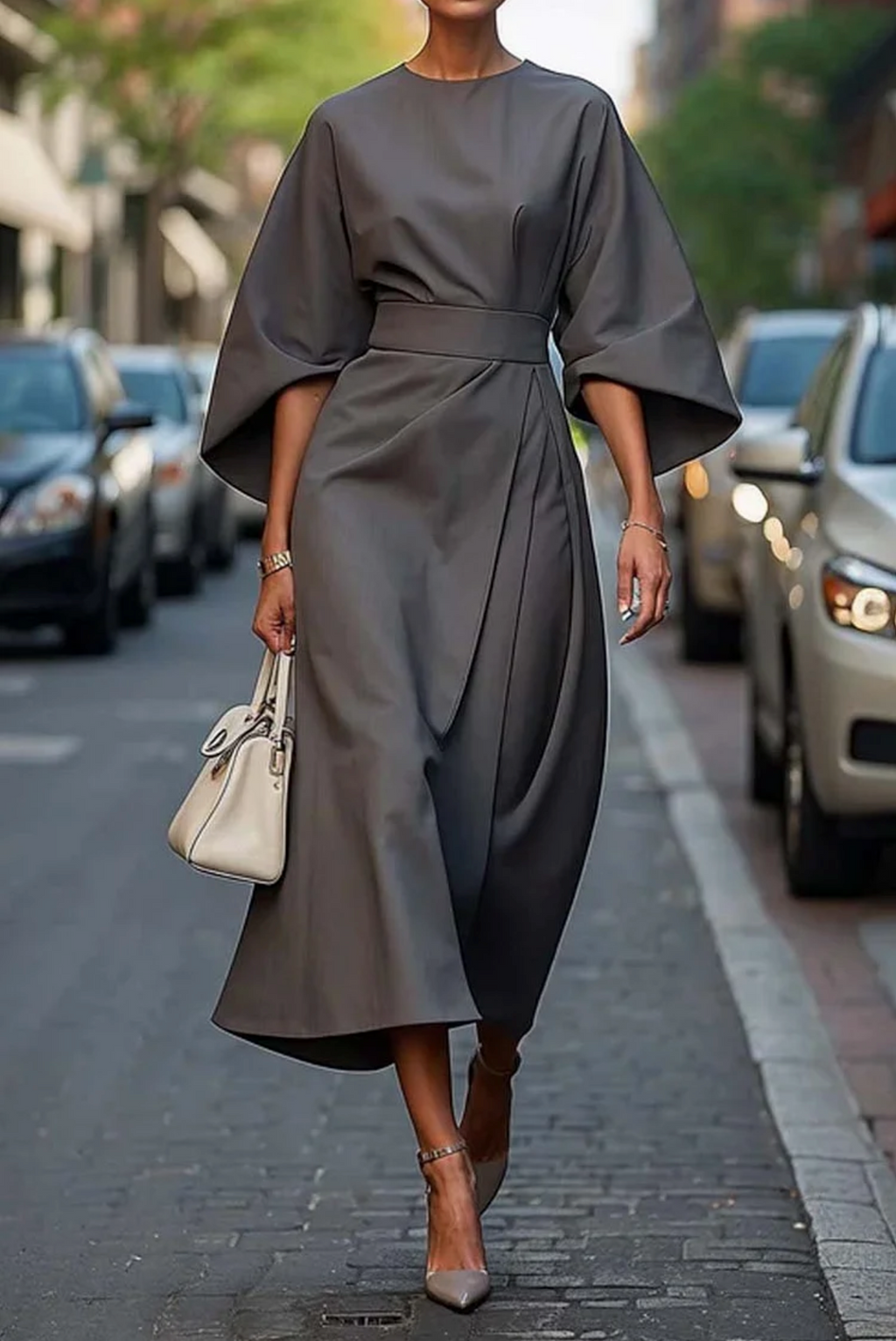 Valeria - Damen Midikleid mit weitem Schnitt