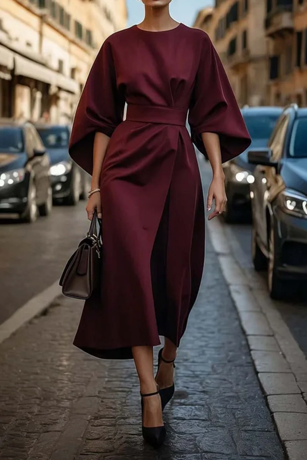 Valeria - Damen Midikleid mit weitem Schnitt