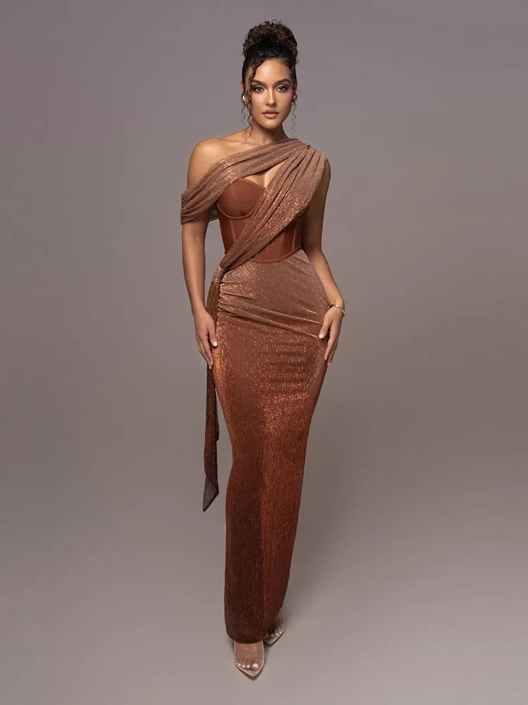 Elena – Asymmetrisches Abendkleid mit Drapierung für Damen