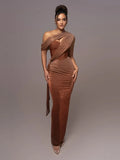 Elena – Asymmetrisches Abendkleid mit Drapierung für Damen