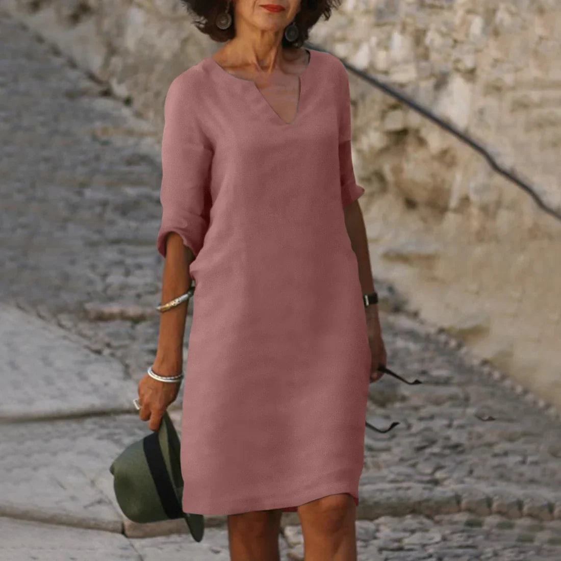 Clara – Damen Kleid mit V-Ausschnitt