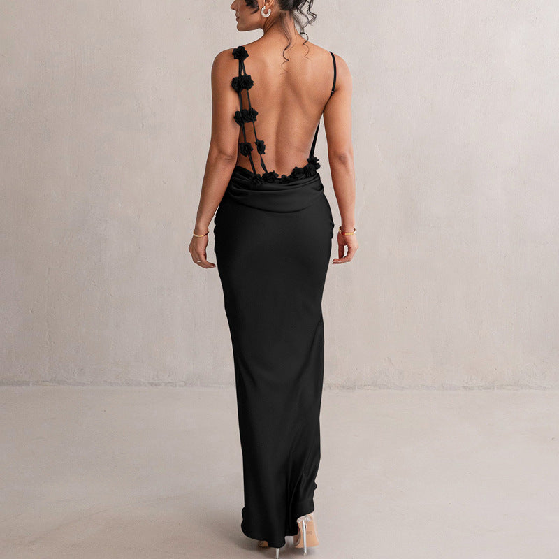 Valeria - Langes Damenkleid mit Rückenfrei-Design