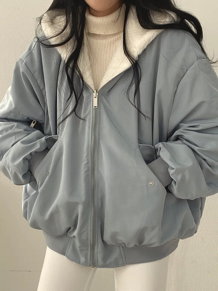 Damen Oversize Daunenjacke mit kuscheligem Kunstfellfutter - J&B - 2 - Annoboutique