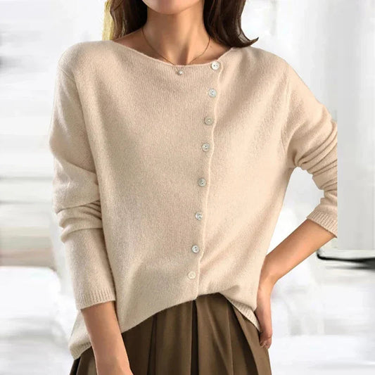 Elena - Damen wollen Strickcardigan mit V-Ausschnitt und Knöpfen