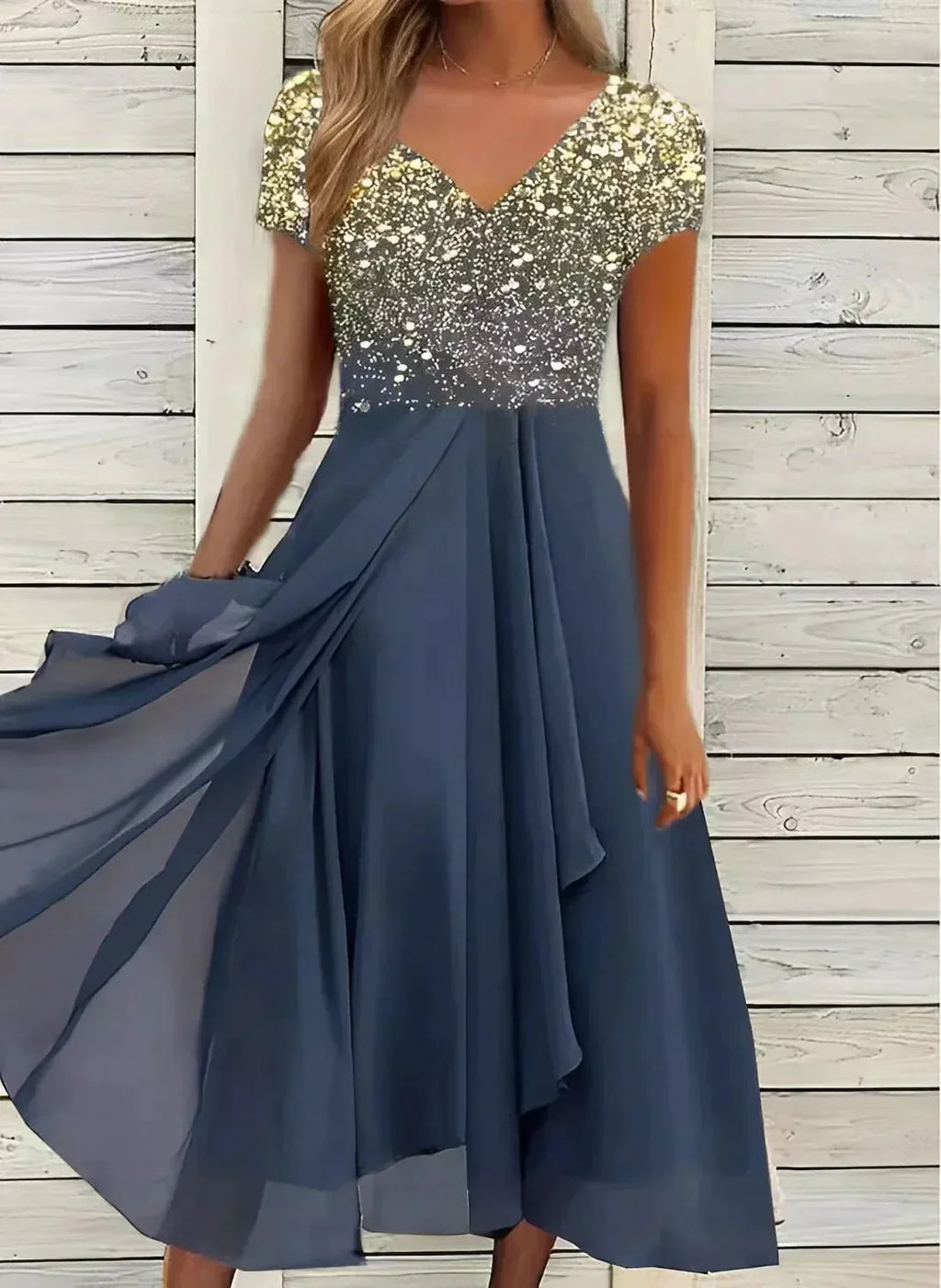 Noelle – Elegantes Sommer Abendkleid mit Glitzerdetail