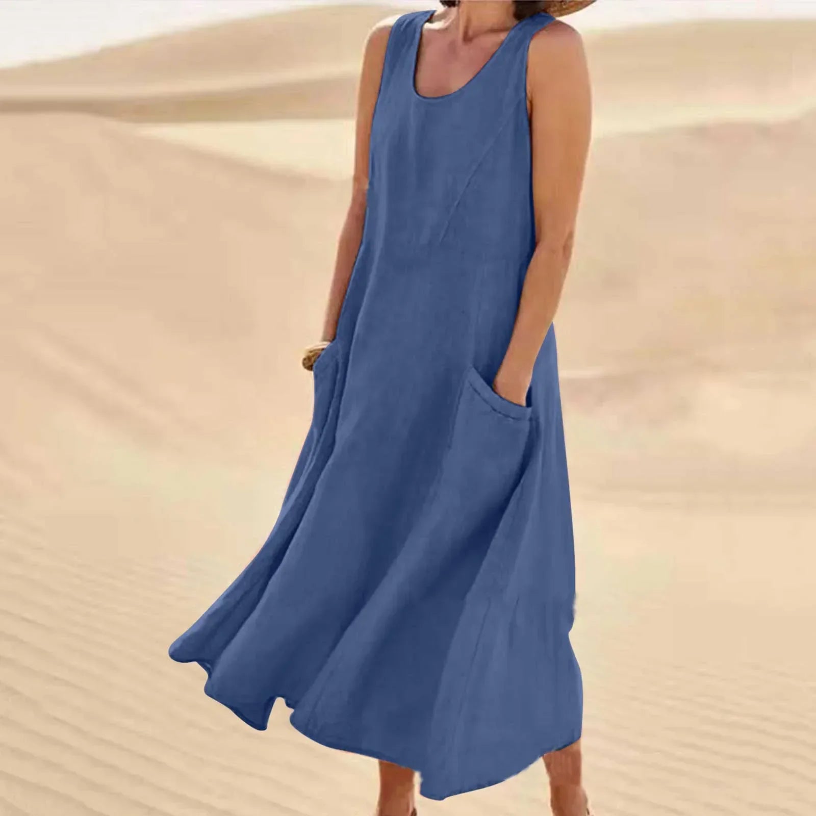 Alina – Ärmelloses Maxikleid mit Taschen