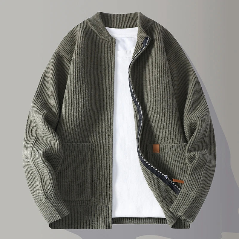 Finn – Herren-Strickjacke mit Modernem Reißverschlussdesign