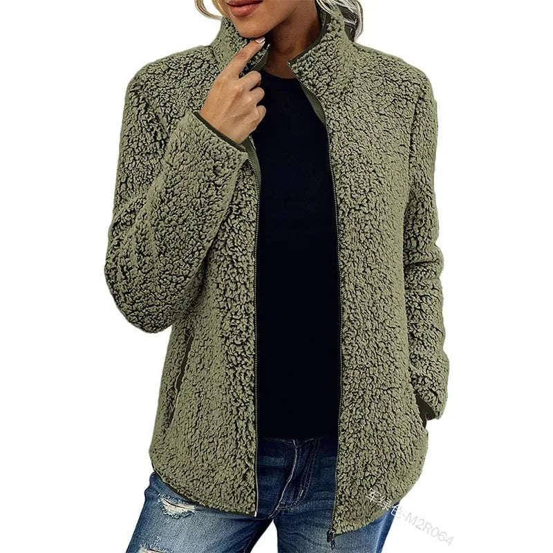 Sophie – Weiche Teddy Damen Übergangsjacke mit Reißverschluss