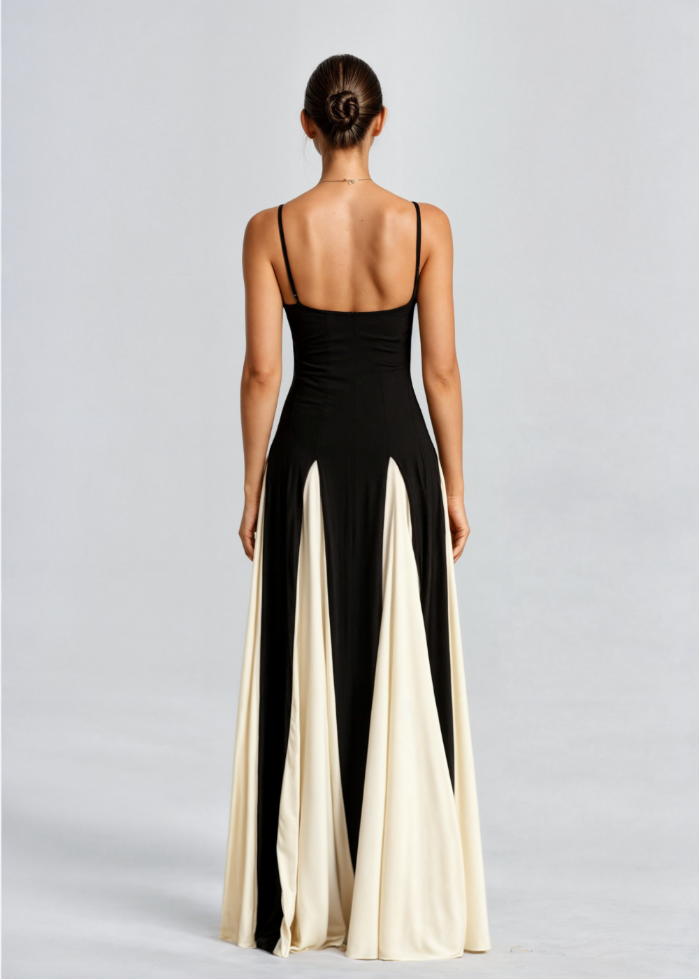 Alessia - Abendkleid für Damen mit Spaghettiträgern und zweifarbigem