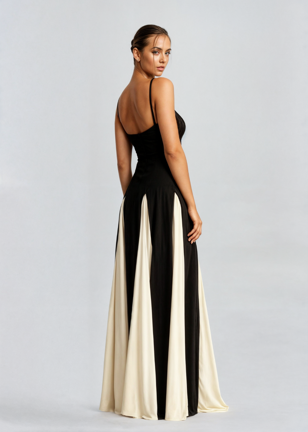Alessia - Abendkleid für Damen mit Spaghettiträgern und zweifarbigem