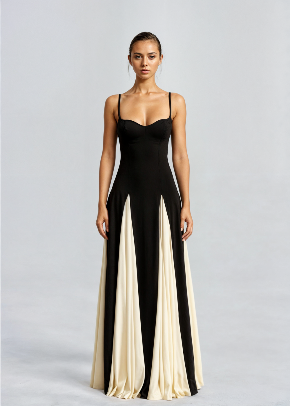 Alessia - Abendkleid für Damen mit Spaghettiträgern und zweifarbigem