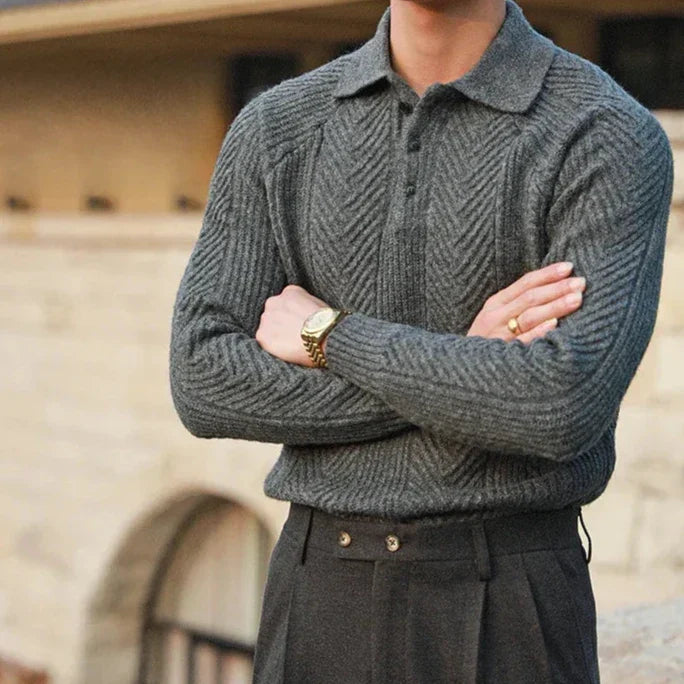 Javier – Eleganter Kaschmir Herren Strickpullover mit Polokragen