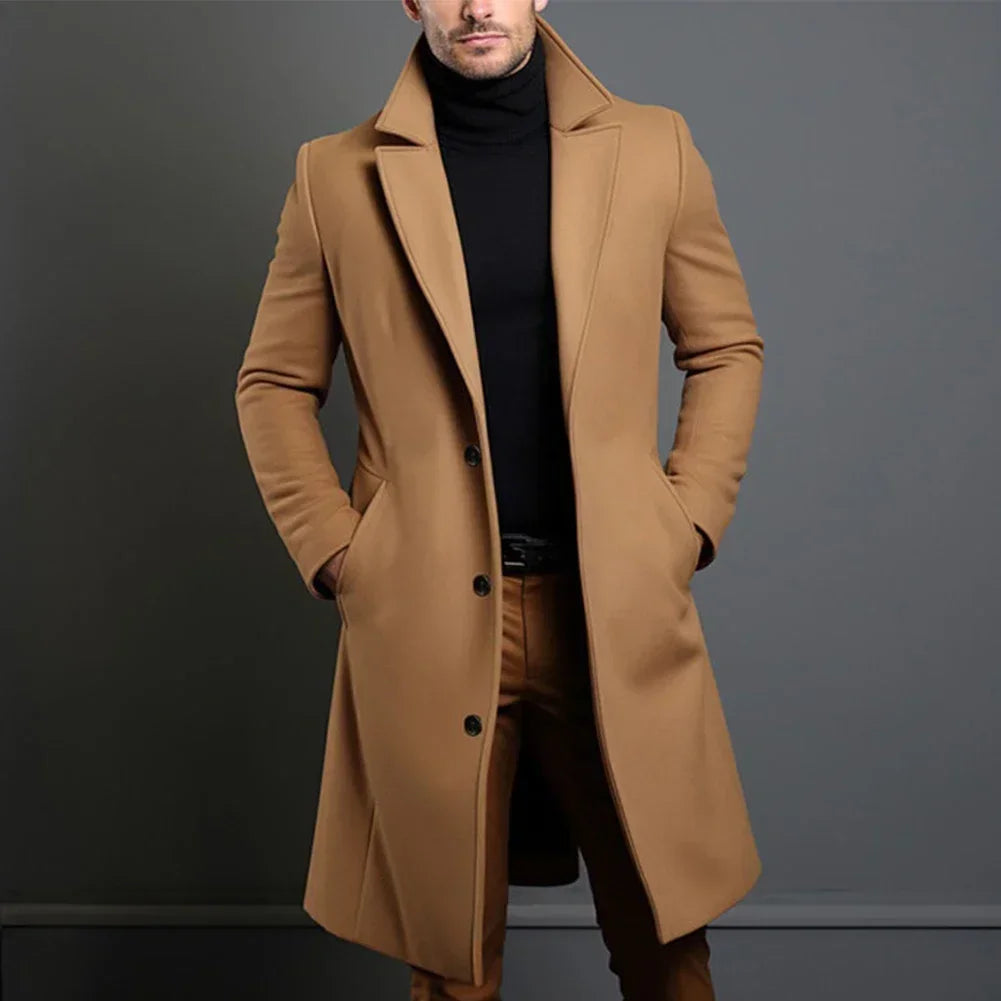 Leon - Herren Wollmantel mit Reverskragen und Knopfleiste Winter