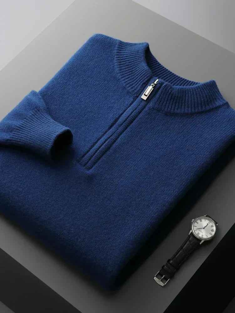 Mateo – Herren Feinstrickpullover Mit Reißverschlusskragen
