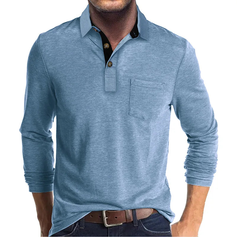 Kevin – Stylish Long Sleeve Polo Shirt - Image 6
