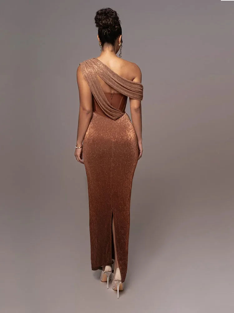 Elena – Asymmetrisches Abendkleid mit Drapierung für Damen