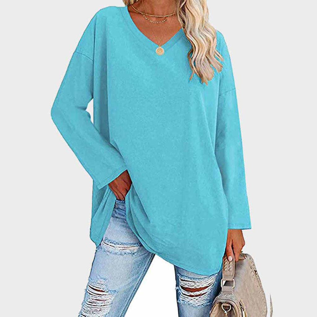 Mira – Damen Longshirt mit V-Ausschnitt