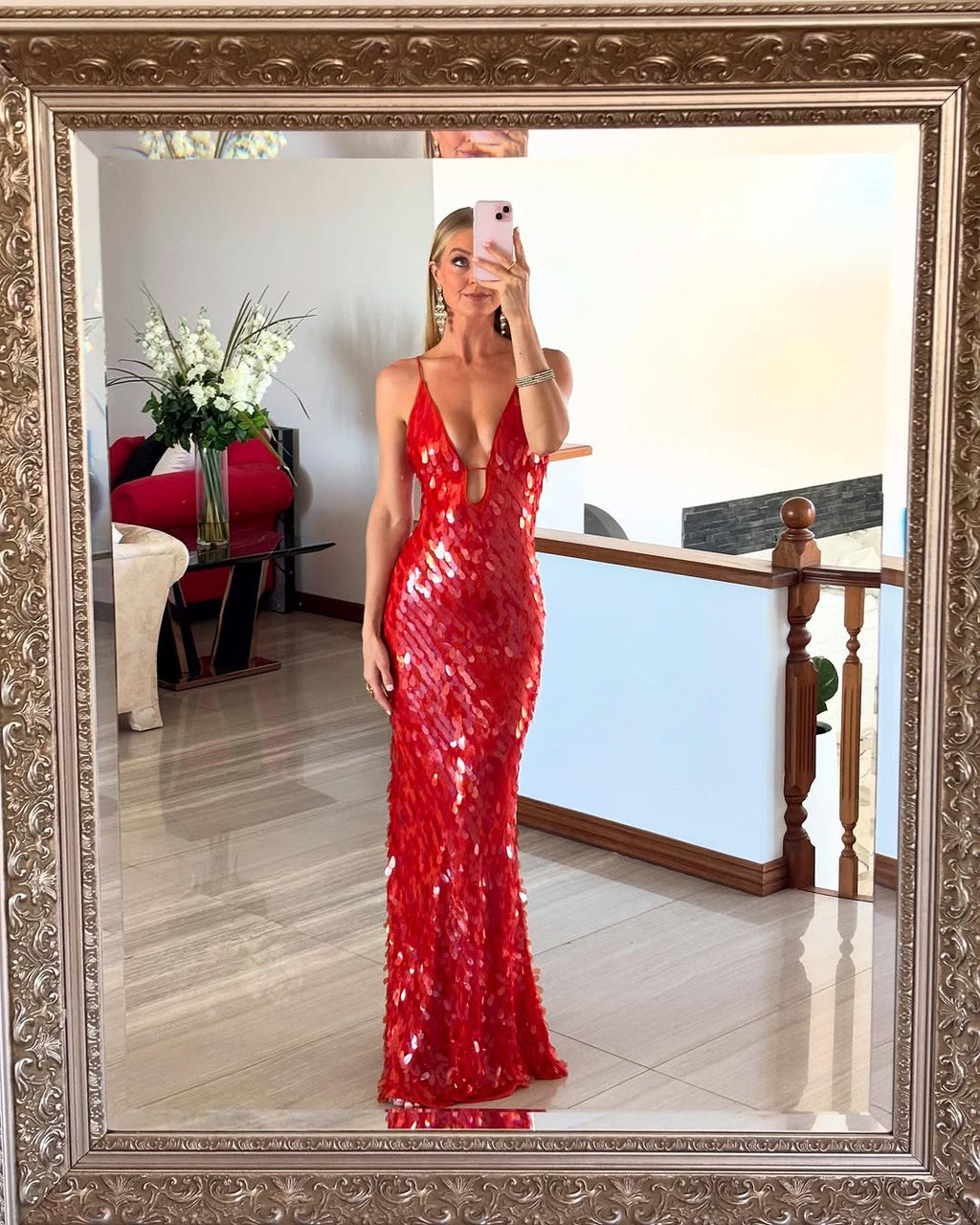 Isabelle - Rotes Pailletten Abendkleid für Damen