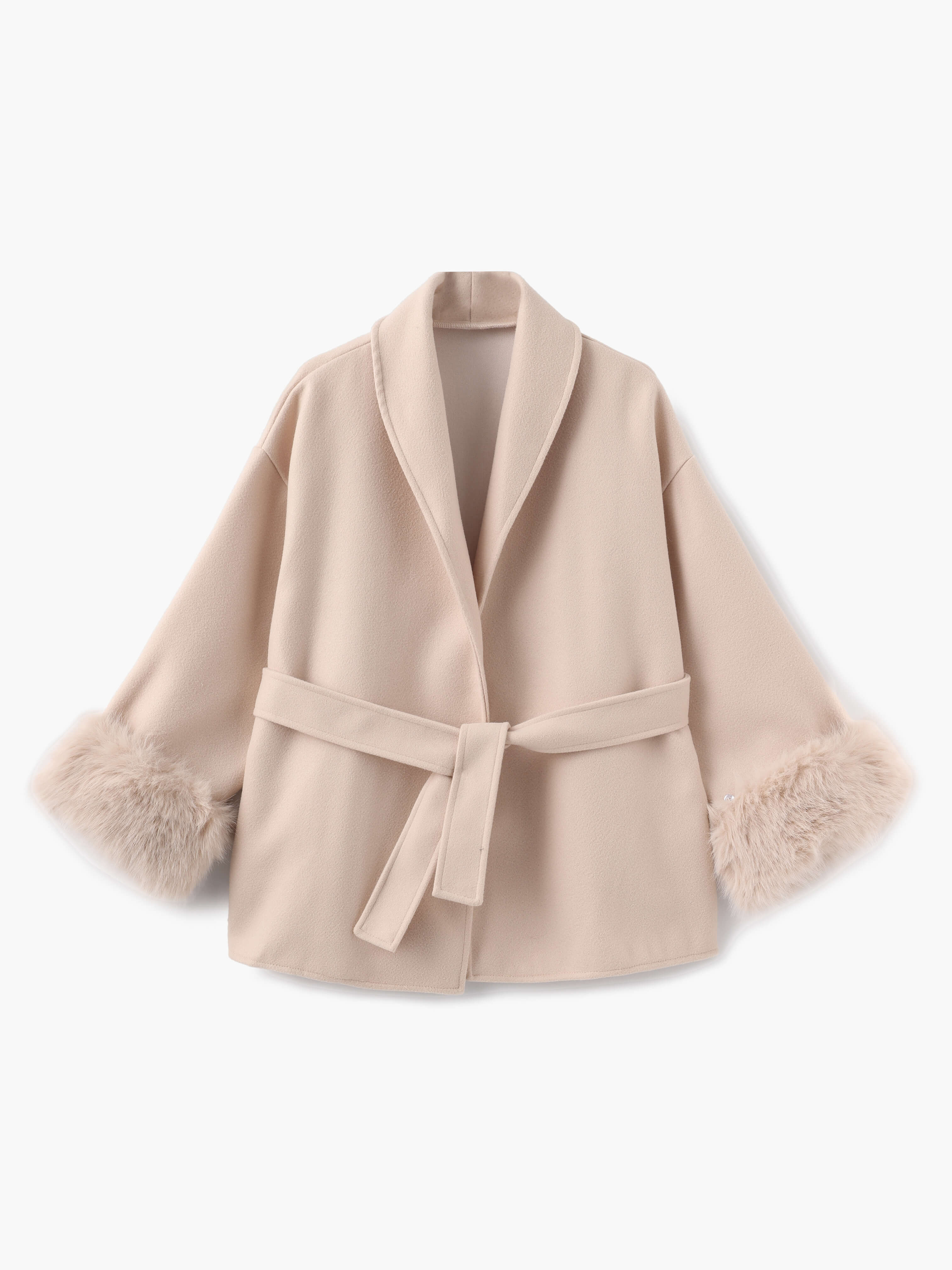 Valeria – Eleganter Wickelmantel Damen mit Fellärmeln