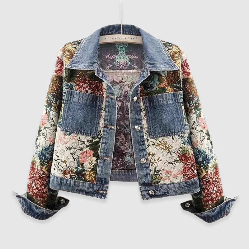 Claudia – Künstlerische strukturierte Damen Jeansjacke